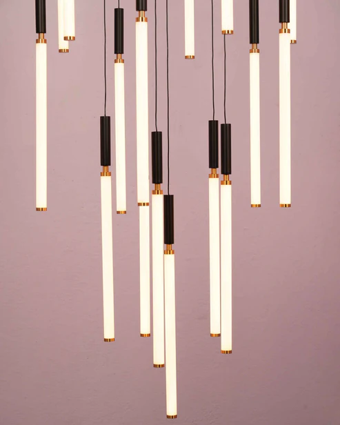 Noir Halo – 16-Light Black LED Chandelier with PC Diffuser
