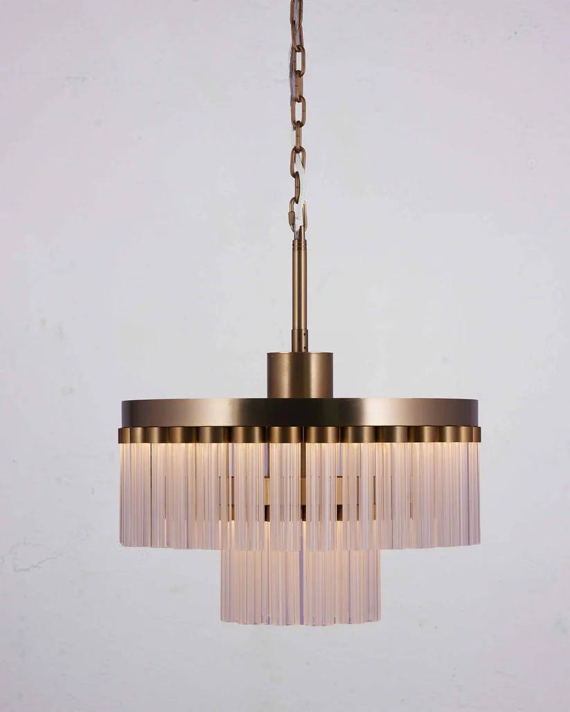 Crystal Bloom – 550mm Brass LED Chandelier with Crystal Glass Diffuser