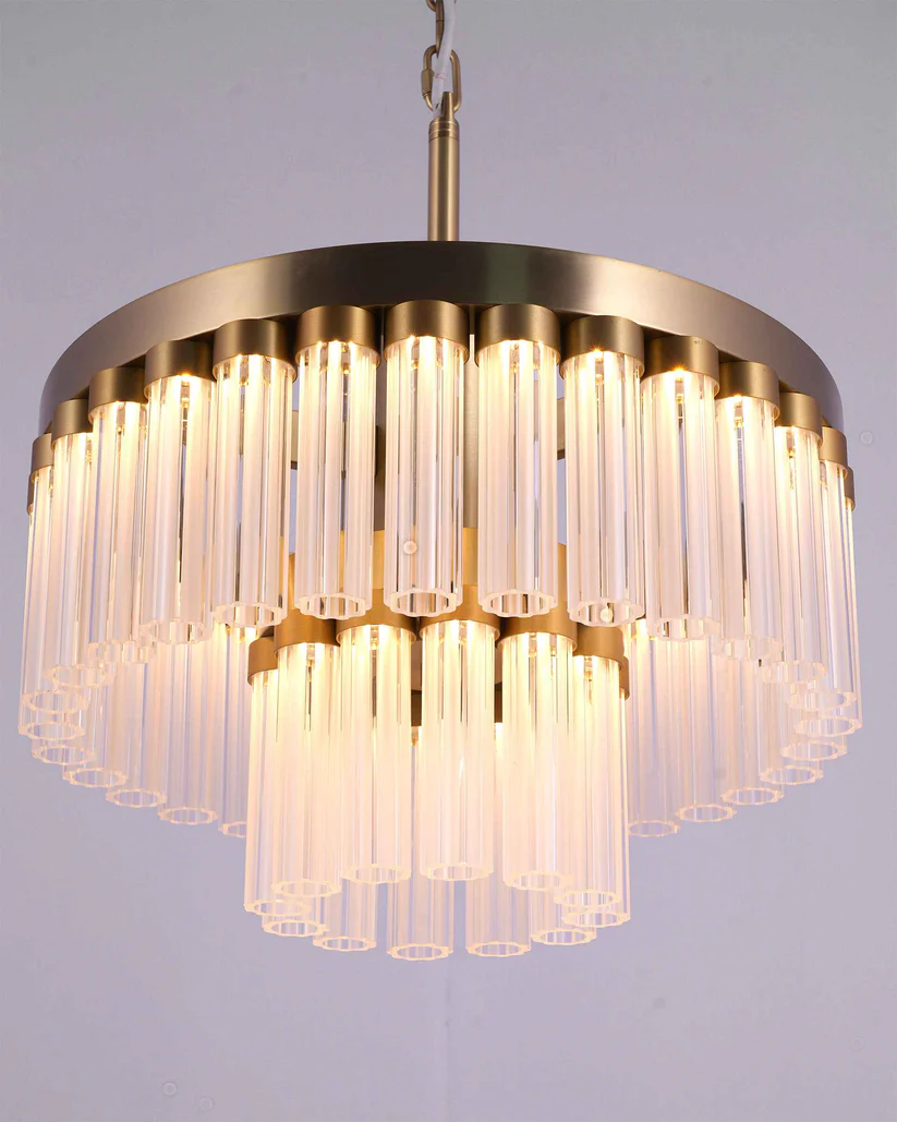 Crystal Bloom – 550mm Brass LED Chandelier with Crystal Glass Diffuser