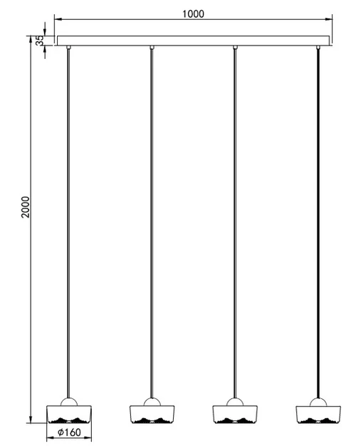 Linea Glow – 4-Light Linear Chandelier in Shining Gold
