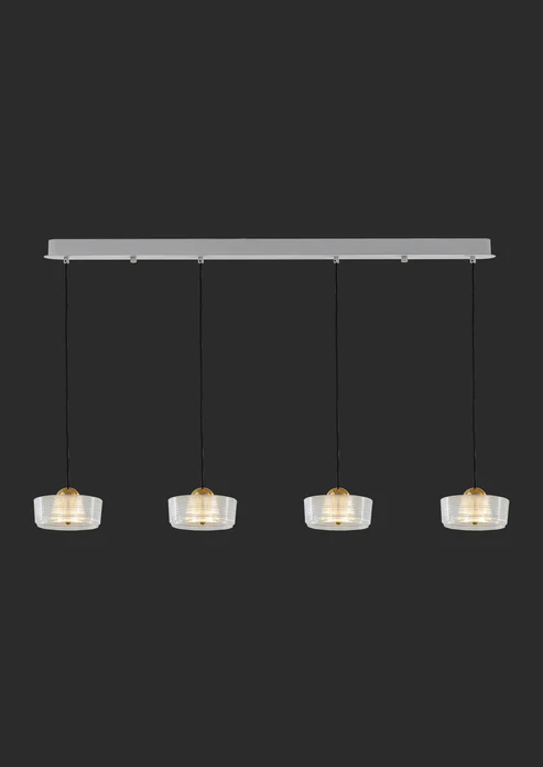 Linea Glow – 4-Light Linear Chandelier in Shining Gold