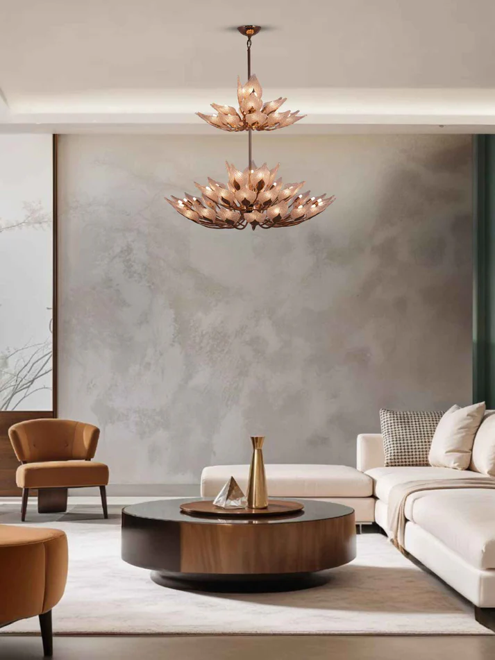 Crystal Bloom – 550mm Brass LED Chandelier with Crystal Glass Diffuser