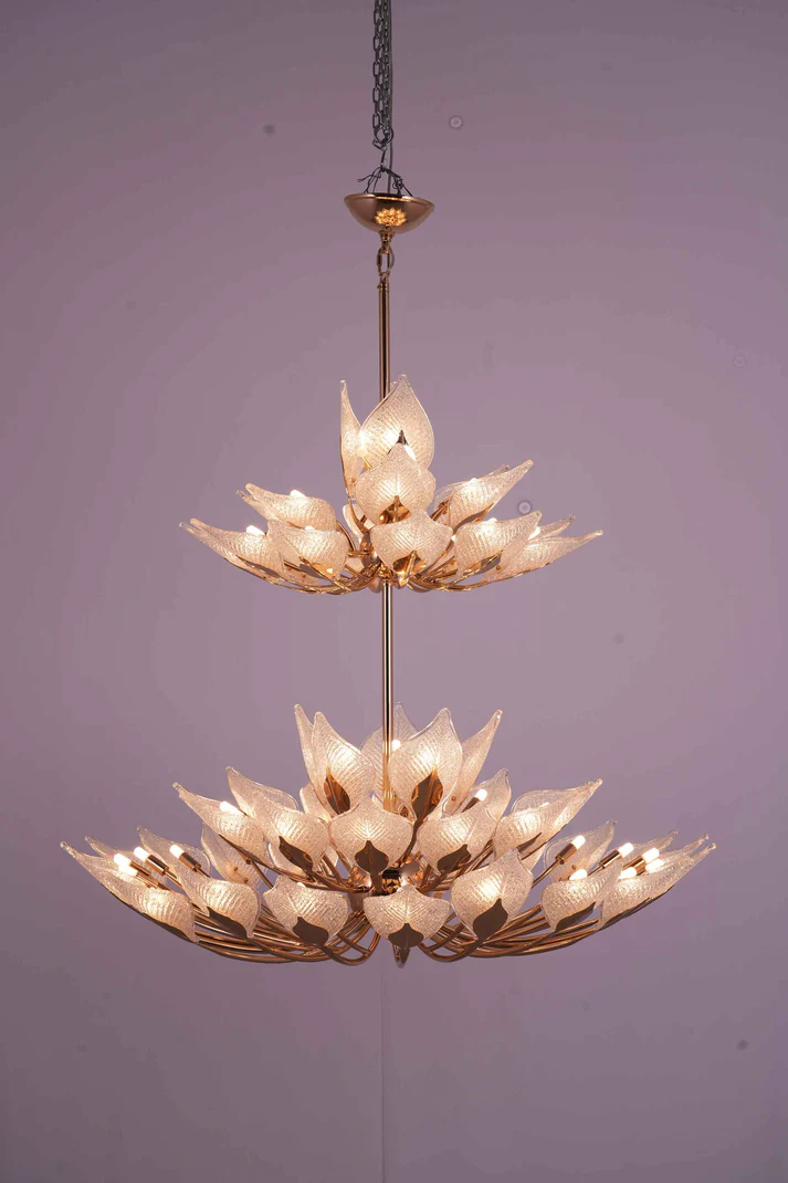 Crystal Bloom – 550mm Brass LED Chandelier with Crystal Glass Diffuser
