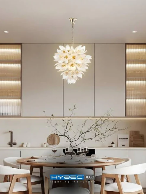 Golden Nest – Tiered G9 Chandelier with Handmade Glass