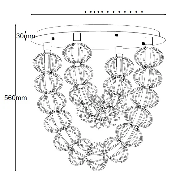 Brass & Black Circular Chandelier