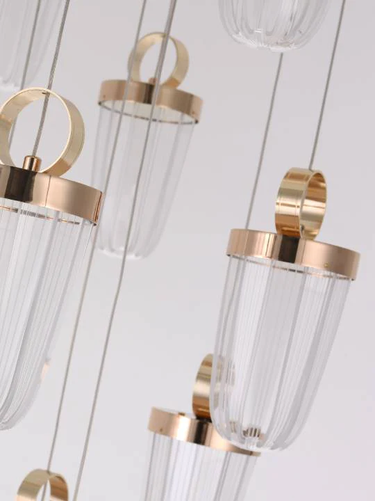 Lunara Drop – Multi-Layer Chandelier Cluster in French Gold