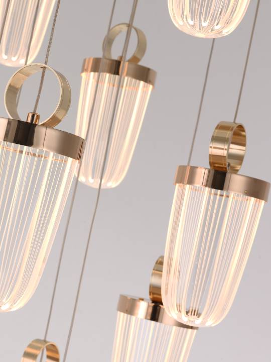 Lunara Drop – Multi-Layer Chandelier Cluster in French Gold
