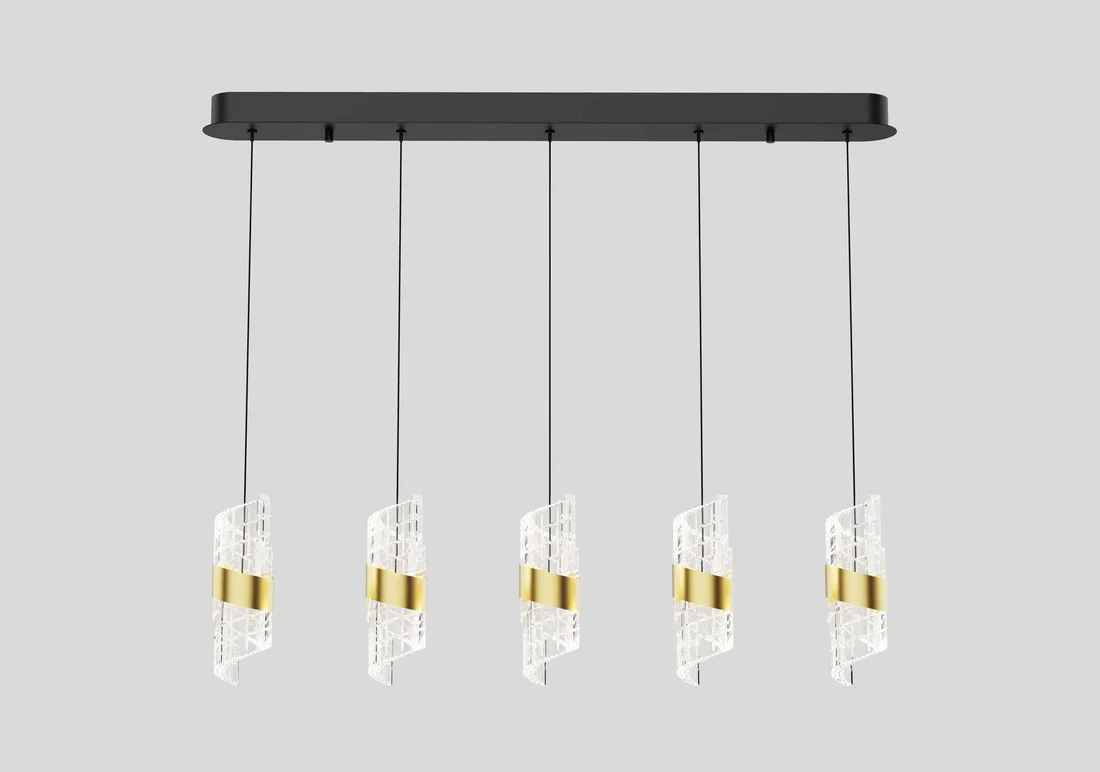 Luna Pearl – Glass & Marble Pendant in Chrome Finish (G9)