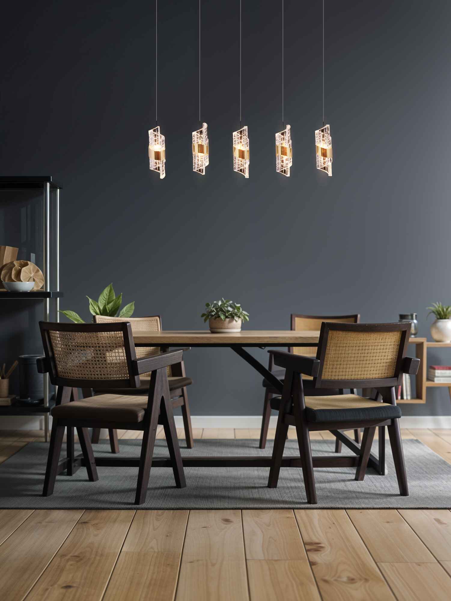 Luna Pearl – Glass & Marble Pendant in Chrome Finish (G9)