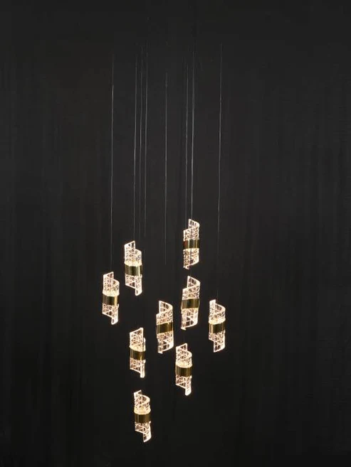 Helix Drop – 9-Light Spiral LED Chandelier with Dual-Tone Finish