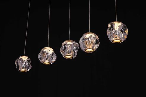 Golden Orbit Mini – 5-Ring LED Ceiling Chandelier in Gold Finish