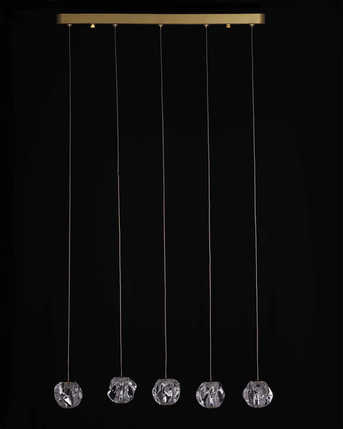 Golden Orbit Mini – 5-Ring LED Ceiling Chandelier in Gold Finish