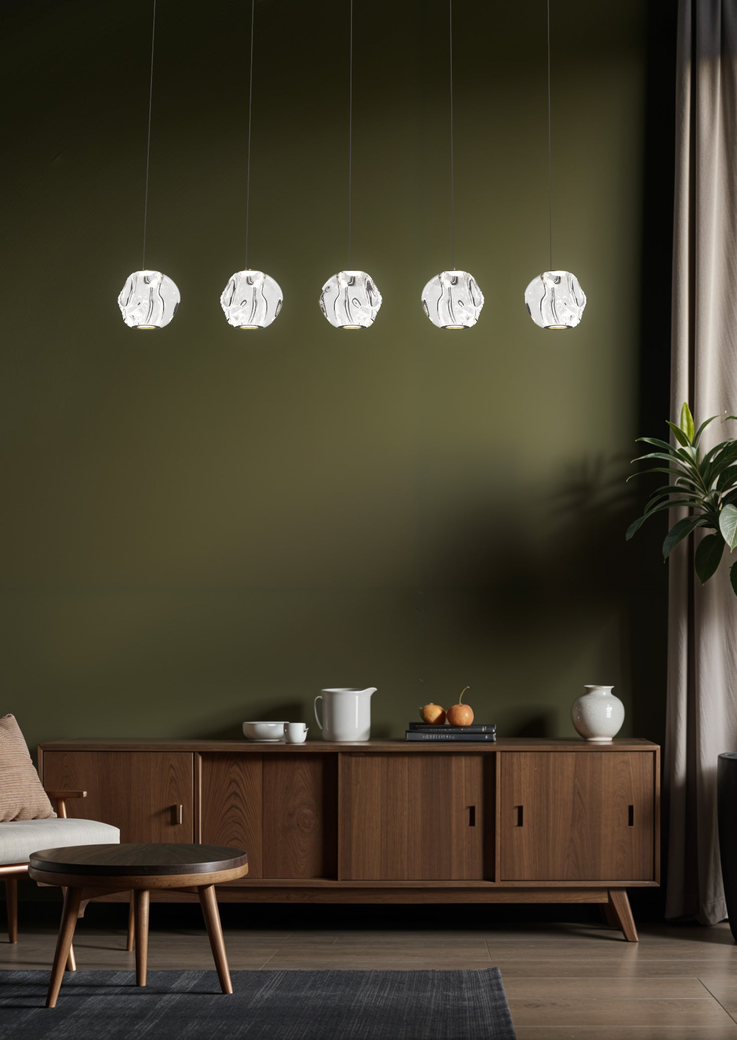 Golden Orbit Mini – 5-Ring LED Ceiling Chandelier in Gold Finish