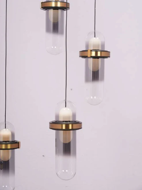 Smoky Bloom – 12-Head LED Chandelier with Gold Frame and Glass Diffuser