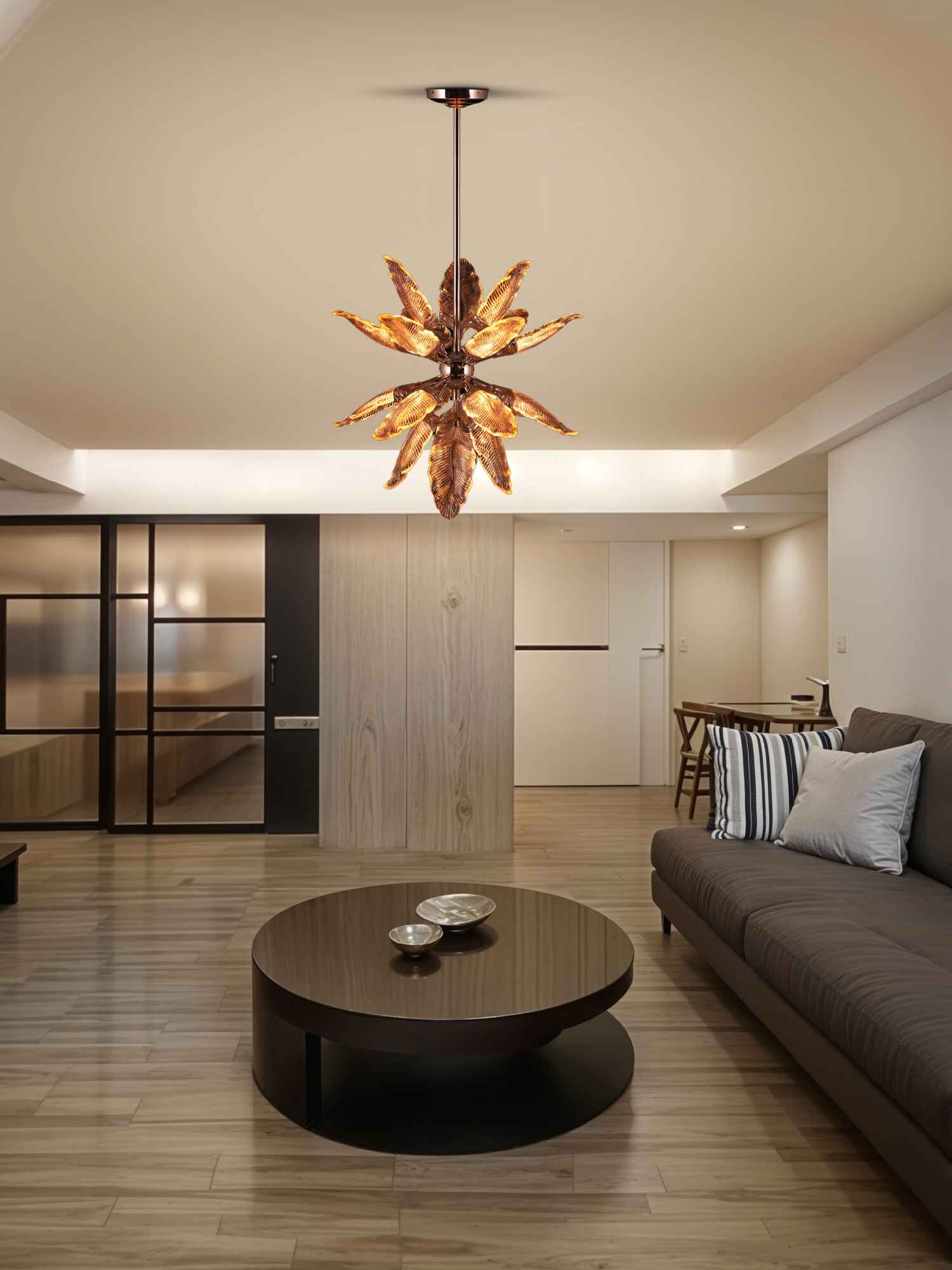 Champagne Spiral – 900mm Contemporary LED Chandelier