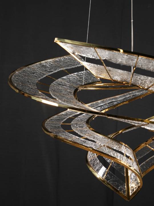 Aurora Halo – 900mm Mirror Gold LED Chandelier