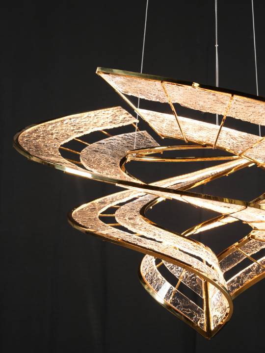 Aurora Halo – 900mm Mirror Gold LED Chandelier