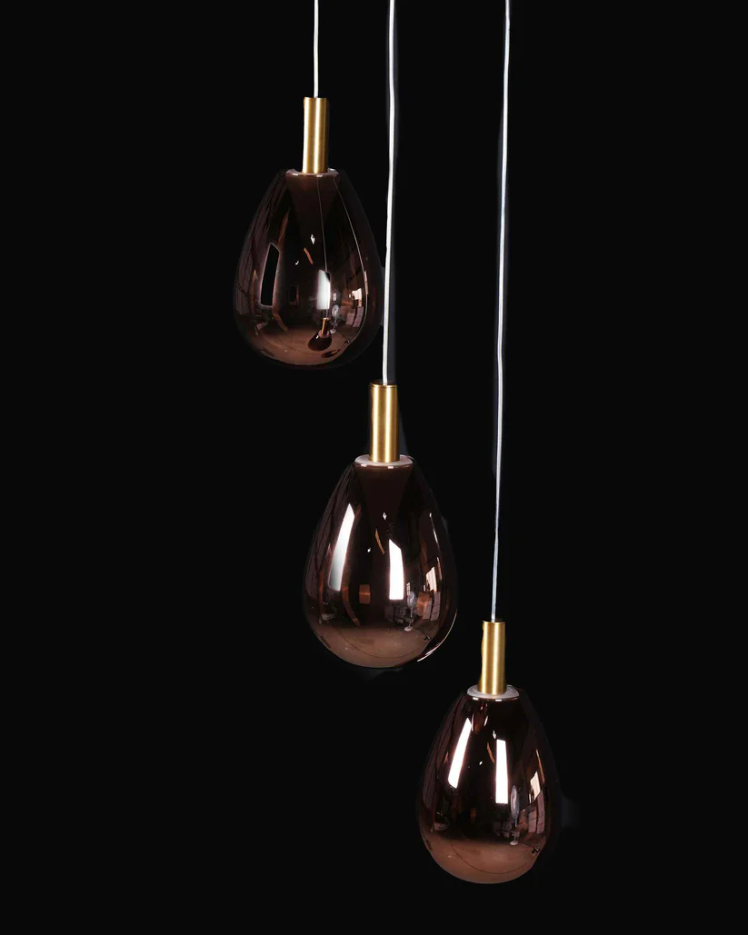 Roselle Mini – 3-Light Chandelier with Rose Glass Globes in Satin Gold