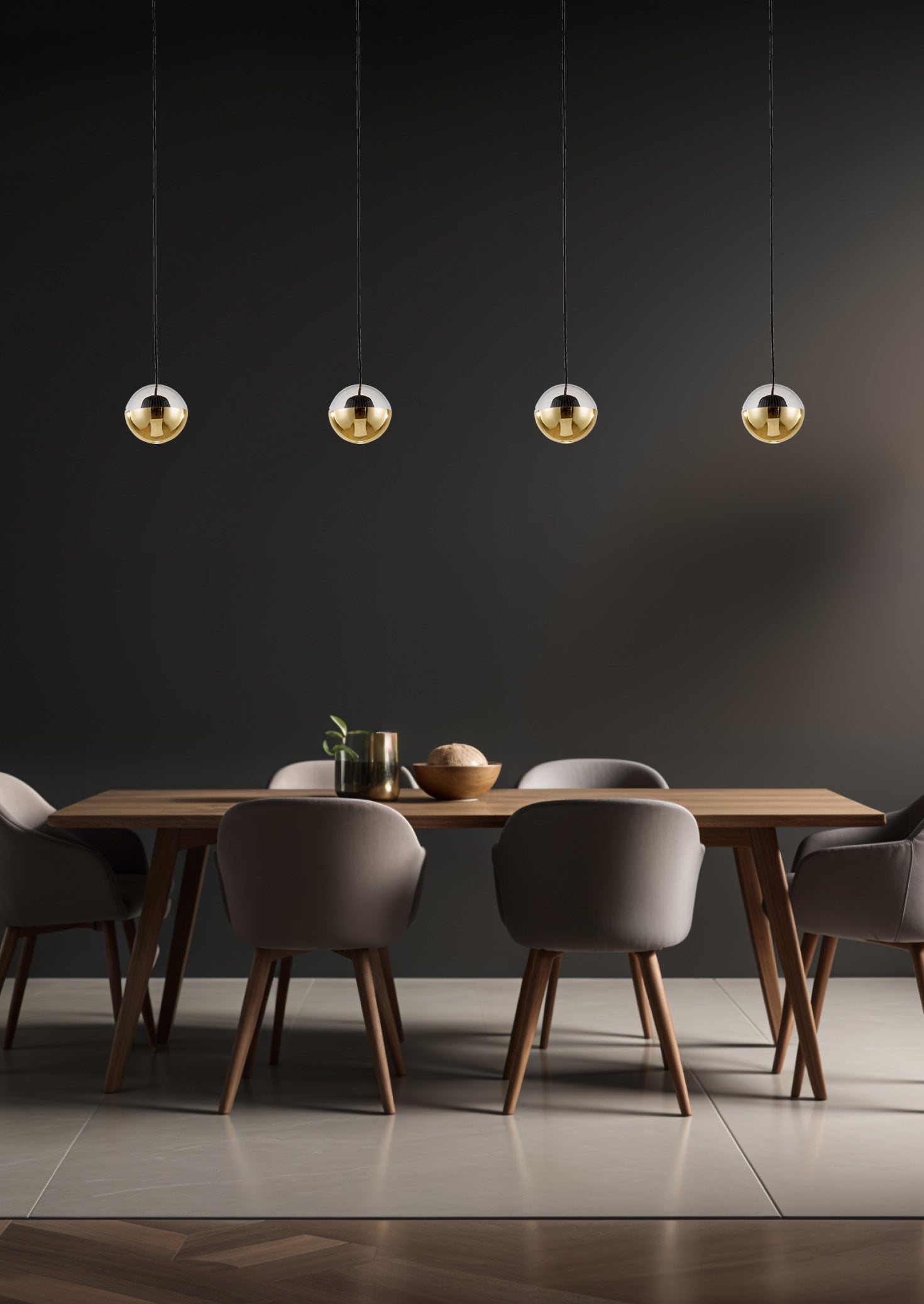 Linea Luxe – 4-Light Linear Chandelier in Shining Gold Finish