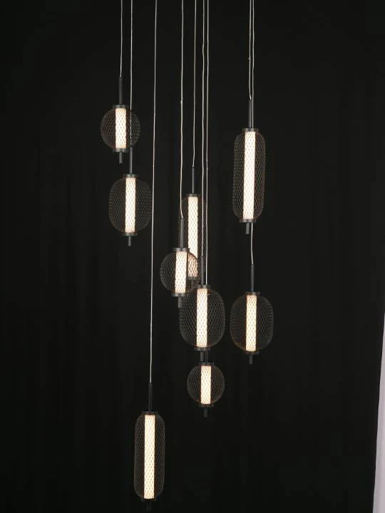 Nova Loop – 6-Light Spiral LED Chandelier in Matte Black