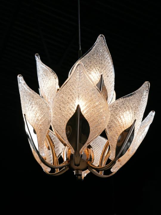 Golden Bloom – 385mm Glass Chandelier for Ceiling Mount