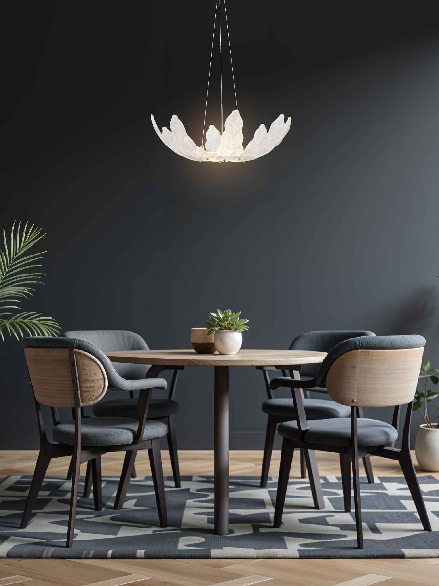 Lumen Halo – 580mm LED Chandelier with Handmade Glass Diffuser
