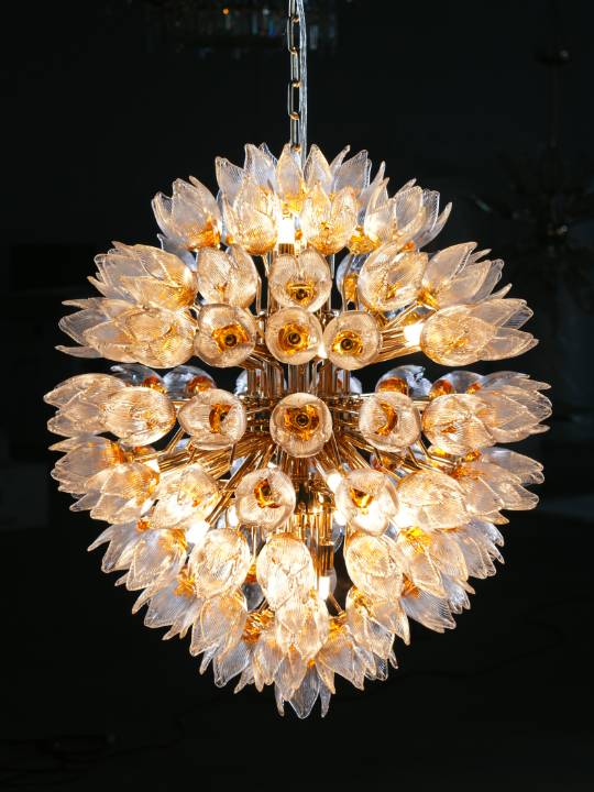 Golden Cascade – Multi-Tier G9 Chandelier with Handmade Glass