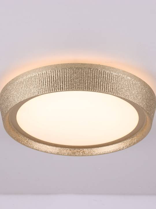 Textured Gold Flush Ceiling Light – 37W LED