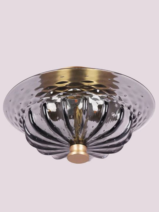 Brushed Gold & Smoky Crystal Flush Ceiling Light – 3W LED