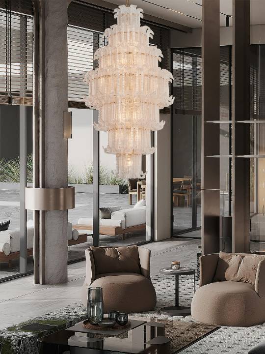 Imperial Crest – Grand Tiered Chandelier with Handmade Glass