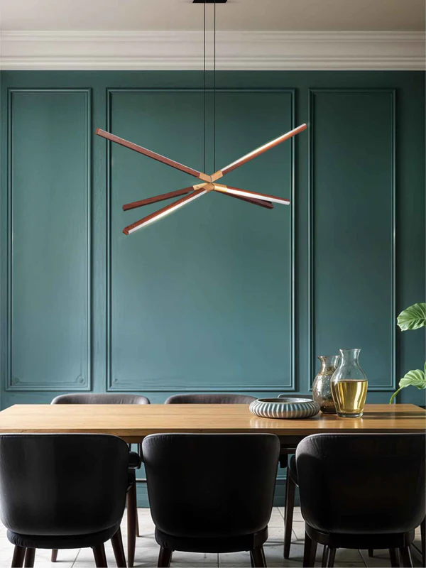 Arbor Linear Pendant – Wooden Finish Geometric Frame (45W LED)