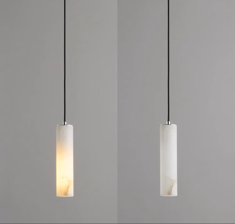 Spanish Alabaster Pendant Light with Antique Brass Canopy – 6W LED