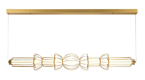 Horizontal Brass Pendant Light with Acrylic Diffuser