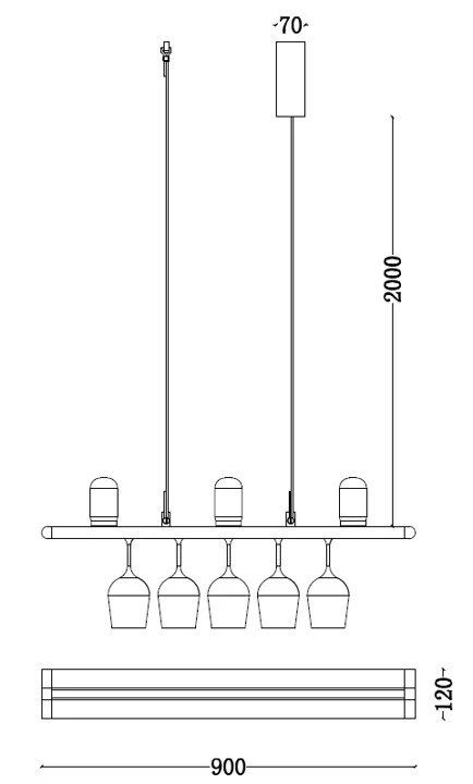 Grey Linear Bar Pendant Light