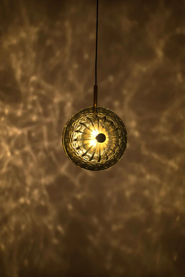 CrystalVeil Solo – Brushed Gold Pendant Light (3W)