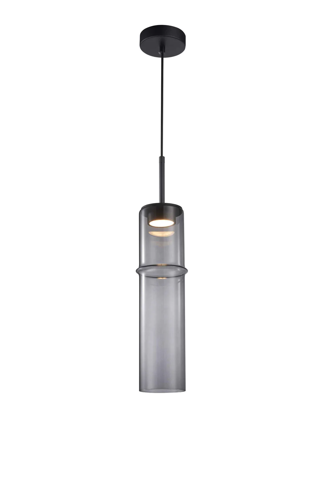 Lunara Pendant – Smoky Glass & Black Iron (7W LED)