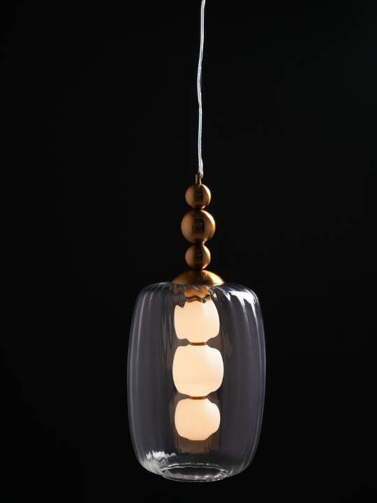 Gold Opal Glass Pendant Light