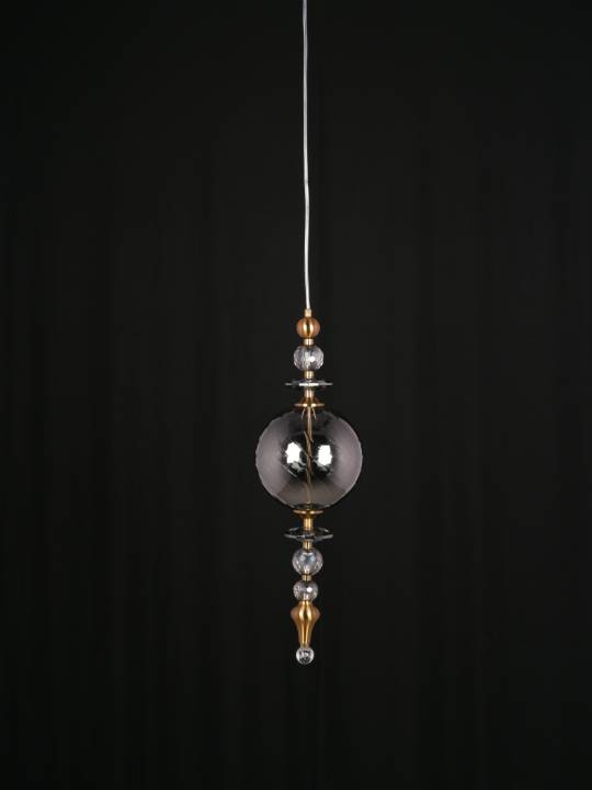 LumaDrop Pendant – Smoky Glass & Gold Finish (7W LED)
