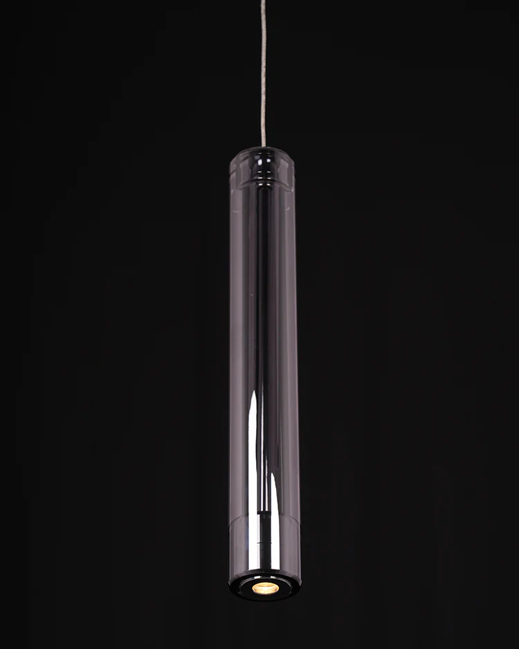 Elara Crystal Drop Pendant – Smoky Chrome (2W LED)