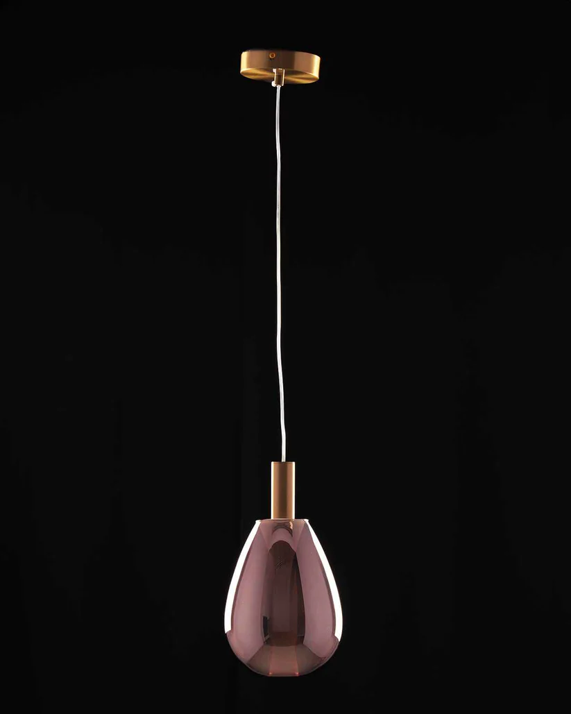 Aura Blush – Rose Gold Glass & Satin Gold LED Pendant (4W)