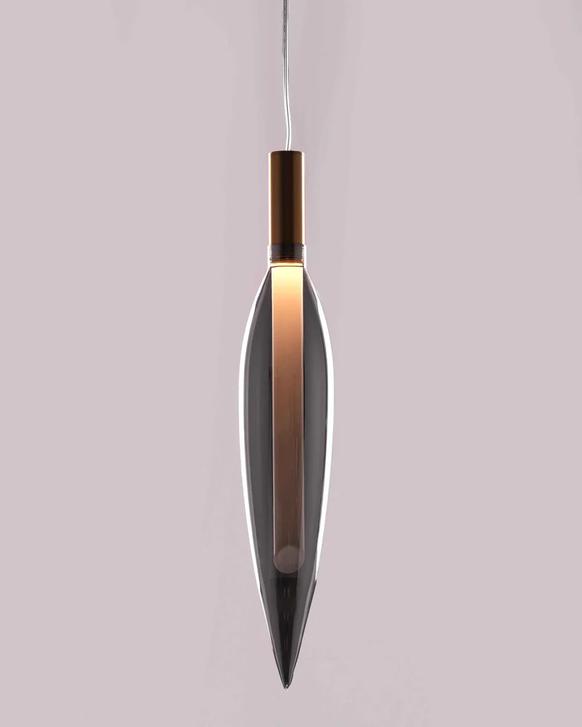Linéa Tall – Matte Gold & Smokey Glass LED Pendant Light (4.3W)