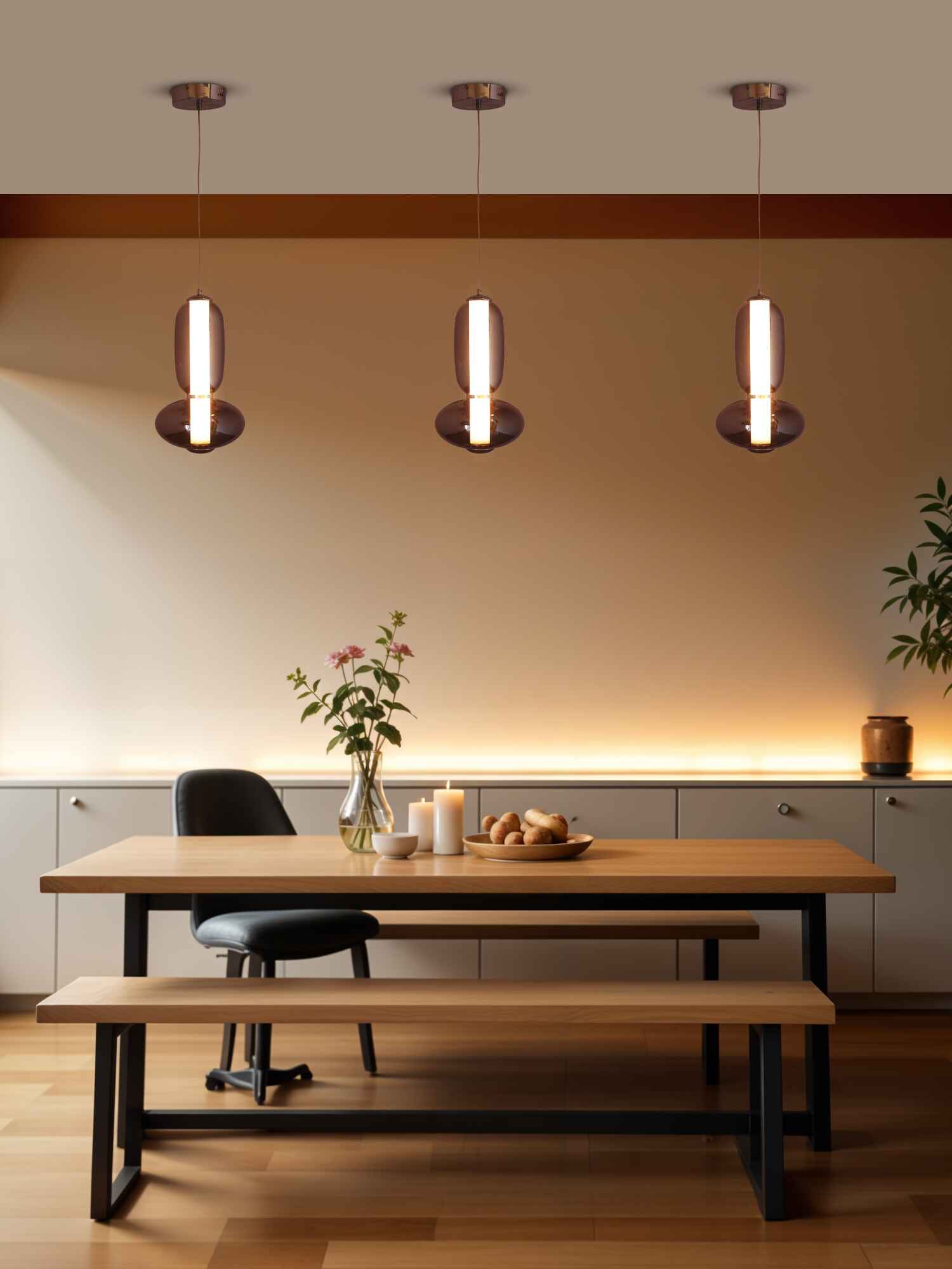 Lucent Smoky Corner Pendant – Chrome (12W LED)