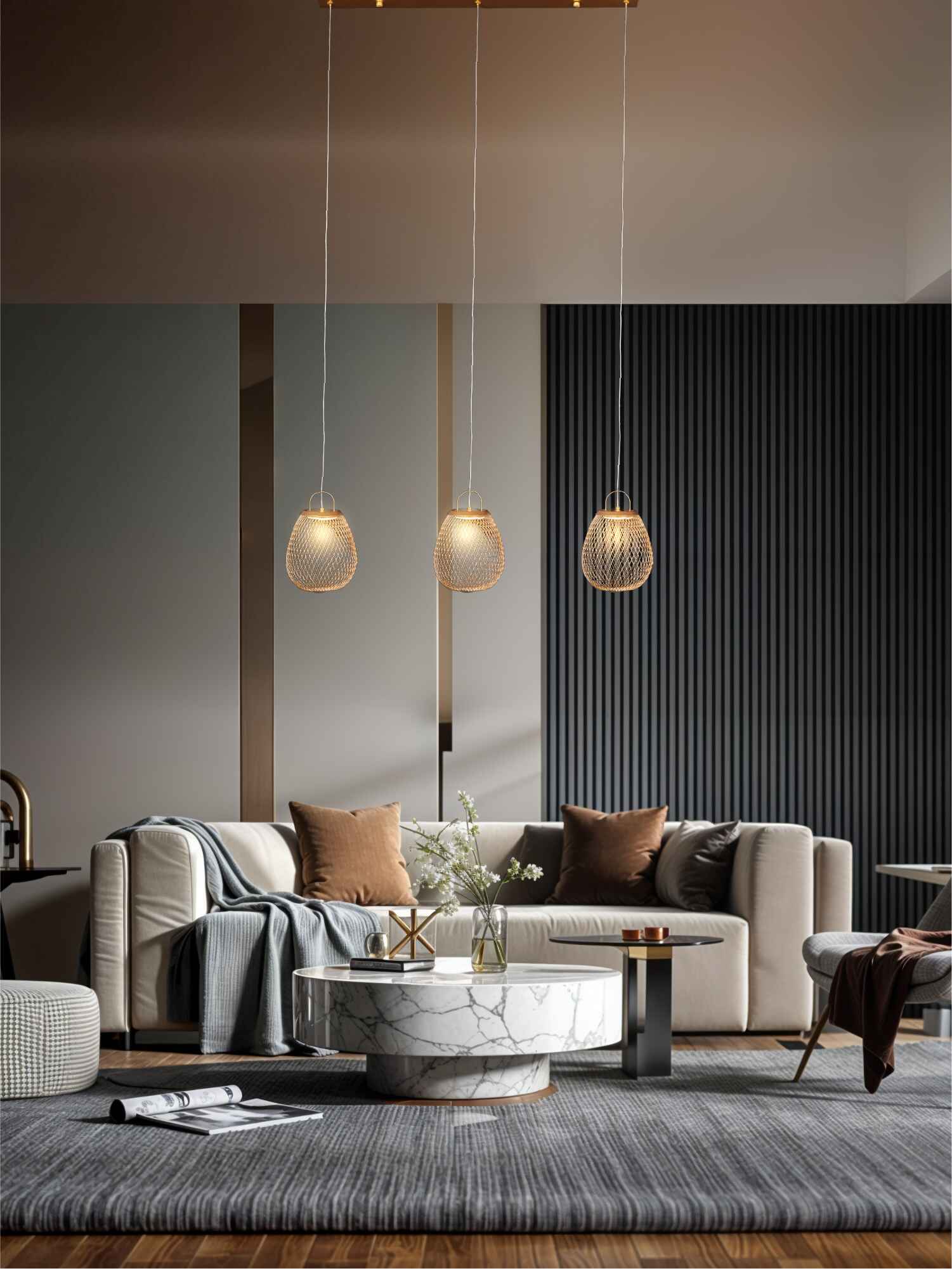 Aurum Linea – Gold Triple LED Pendant (15W)
