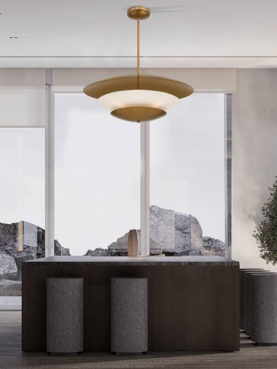 Alba Crown – Faux Alabaster Brass-Finish Pendant Light