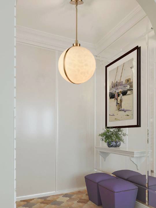 Alba Petite – Brass Alabaster Pendant Light