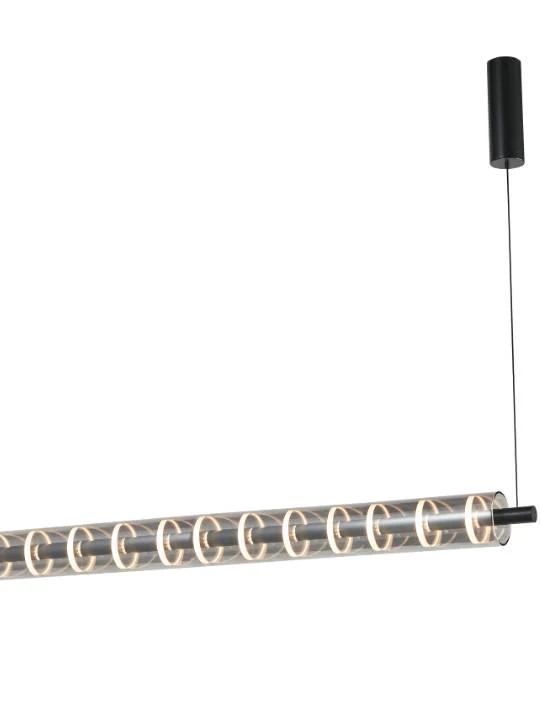 Gold Smoke Glass Linear Pendant Light