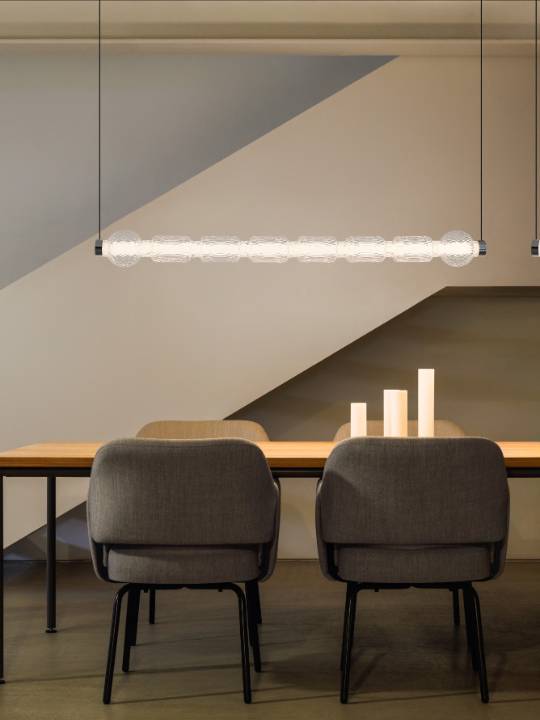 Chrome Glass Linear Pendant Light