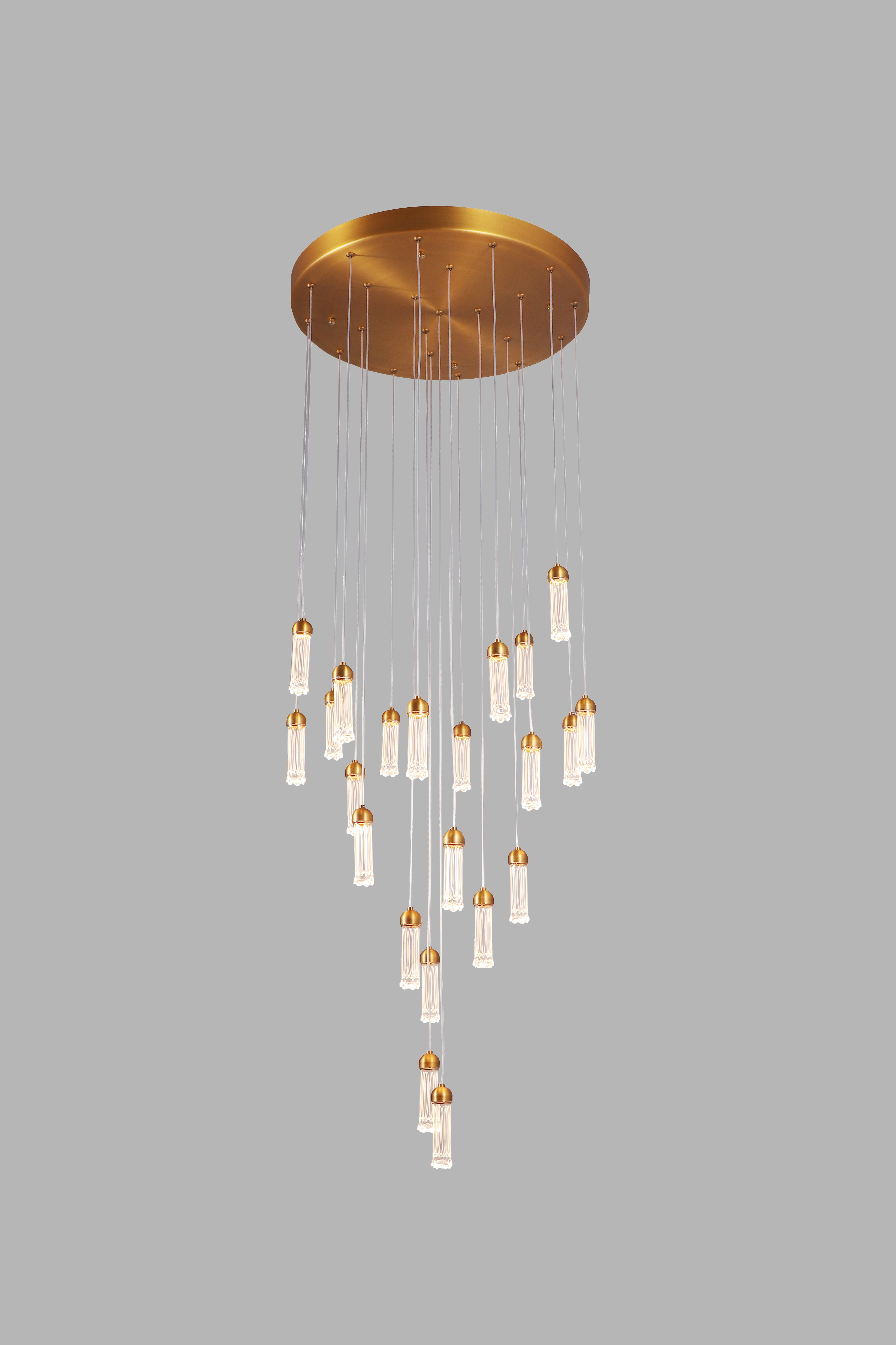 Matte Gold Copper Ring Pendant Light – 22-Ring LED Fixture