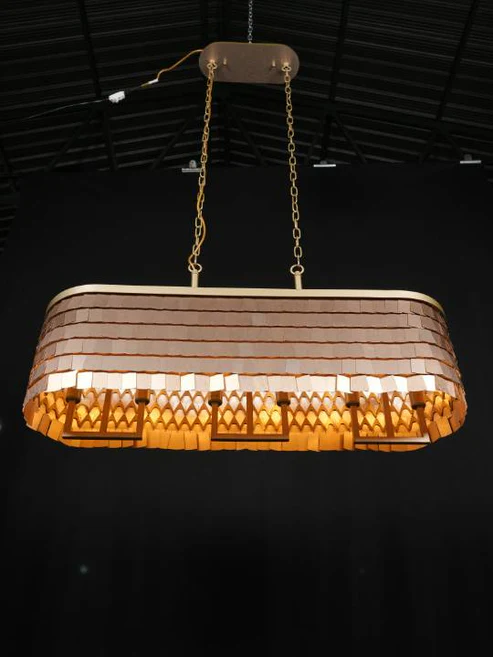 Nova Bloom – 6-Light Linear Chandelier with Smoky Grey Glass Shades