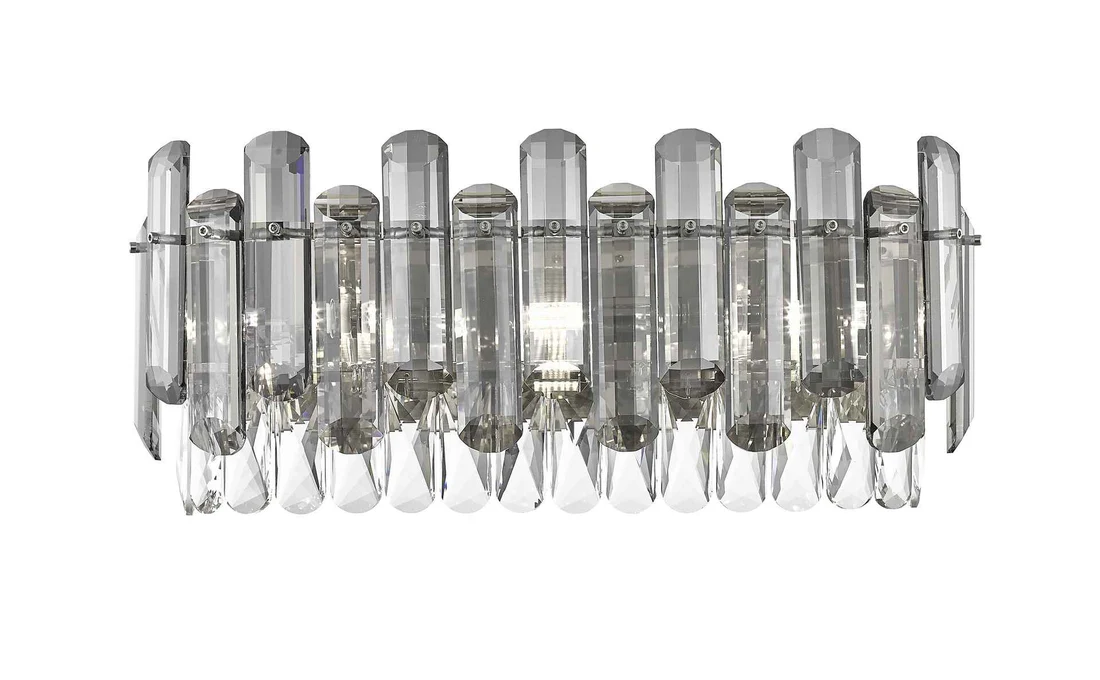 Chrome Wall Light with Clear & Smoky Crystal Diffuser